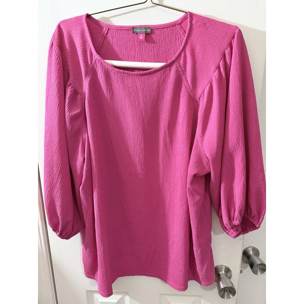Vince Camuto Plus Size 2X‎ Top Blouse Coastal Cottage Colorful Crinkle Pink
